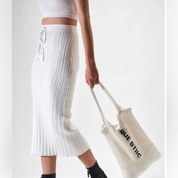 Rue Stiic matching set Mabel bra top Liana midi skirt deep green size large - Picture 9 of 16